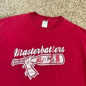 Masterbatters Baseball Graphic T-Shirt Red XL Tee Casual Sportswear Y2K